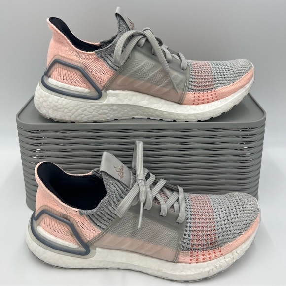 Adidas Ultraboost 19 Grey Clear Orange Size 8 - Picture 2 of 12